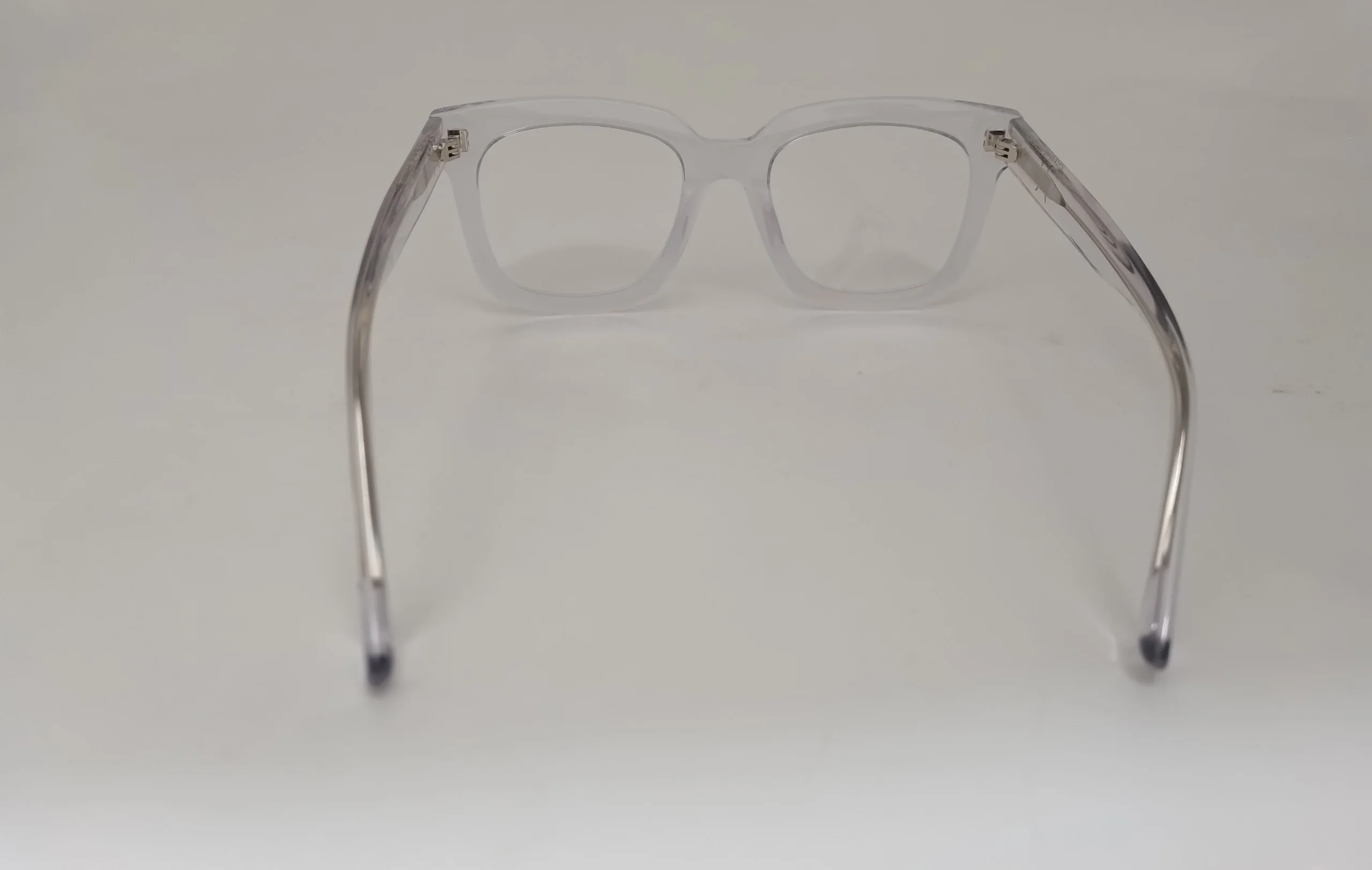 transparent frame glasses back view